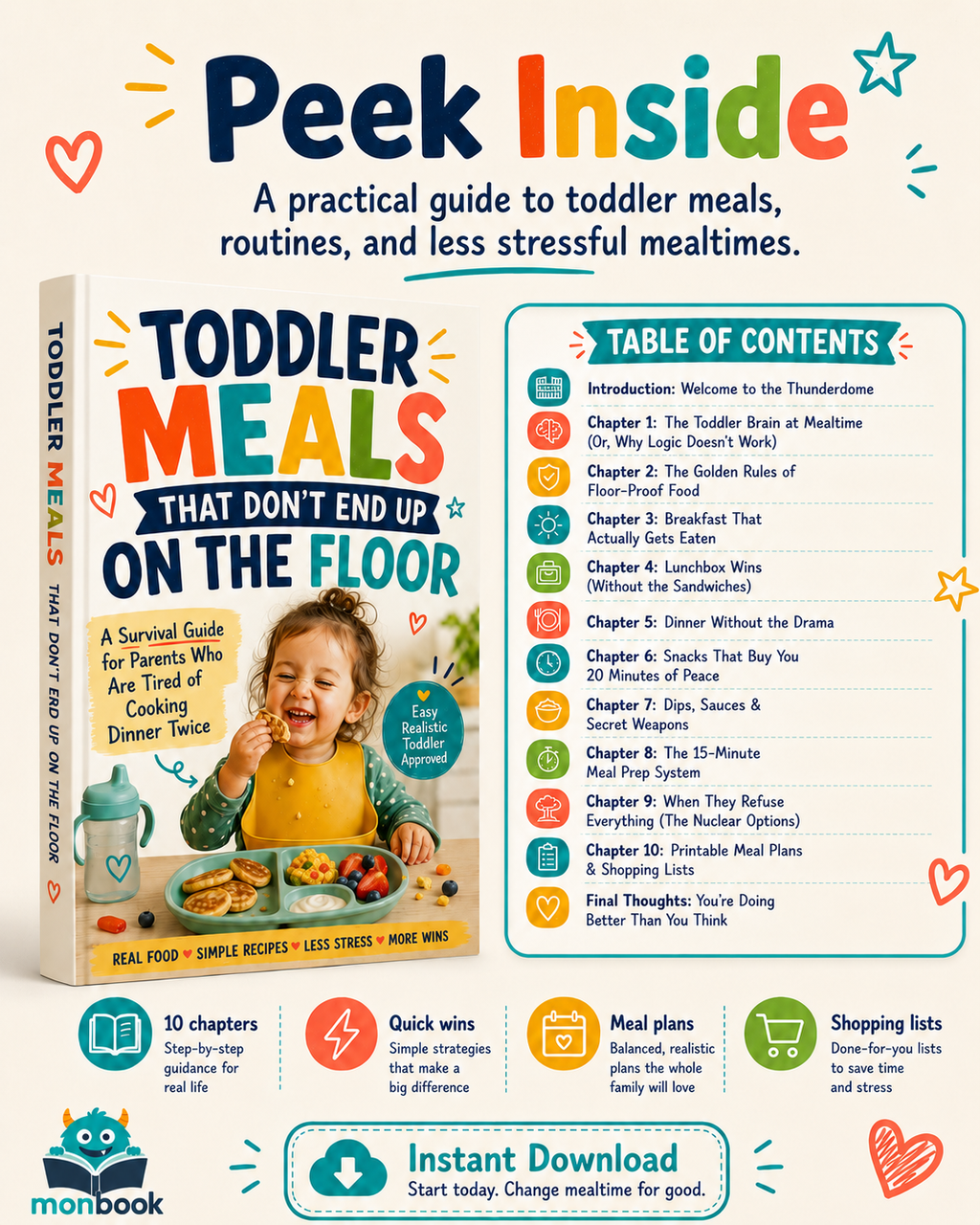 Toddler Meals That Don't End Up on the Floor: A Mom's Survival Guide to Stress-Free Mealtime (Ebook + Bonus Printables)